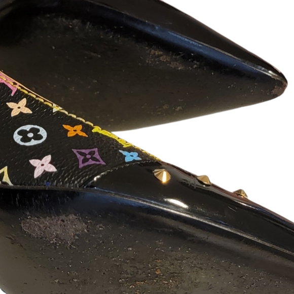 LOUIS VUITTON Murakami Monogram Studded Sling Back Pump Shoes SZ 39 - US size 9 - Picture 8 of 9